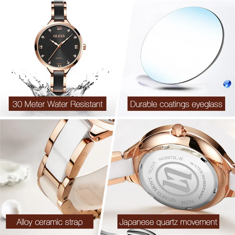 OLEVS Watch Women Fashion Ceramics Simple Watch Luxury Waterproof Business Wristwatch light cozy For Women Watch Girlfriend gift