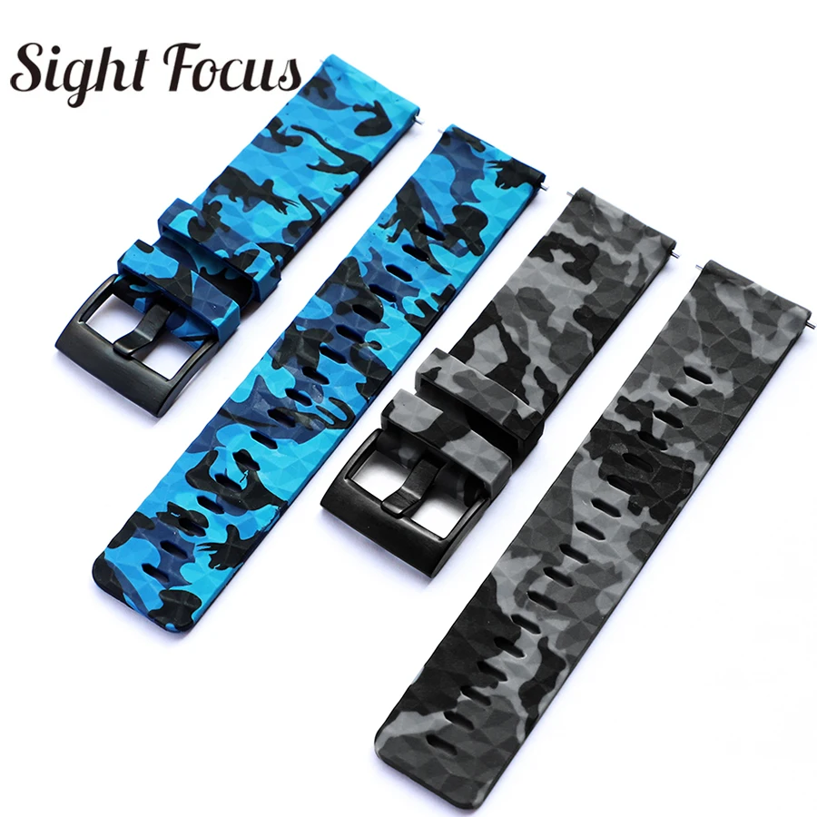 24mm Camouflage Silicone Watch Band for Spartan Sport Watch Strap compatible Suunto 7,Suunto 9,Traverse,D5 diving Army Band