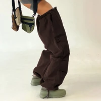 weiyao women fashion cargo pants treetwear loose pockets baggy sweatpants chic high waist harajuku solid vintage outfits