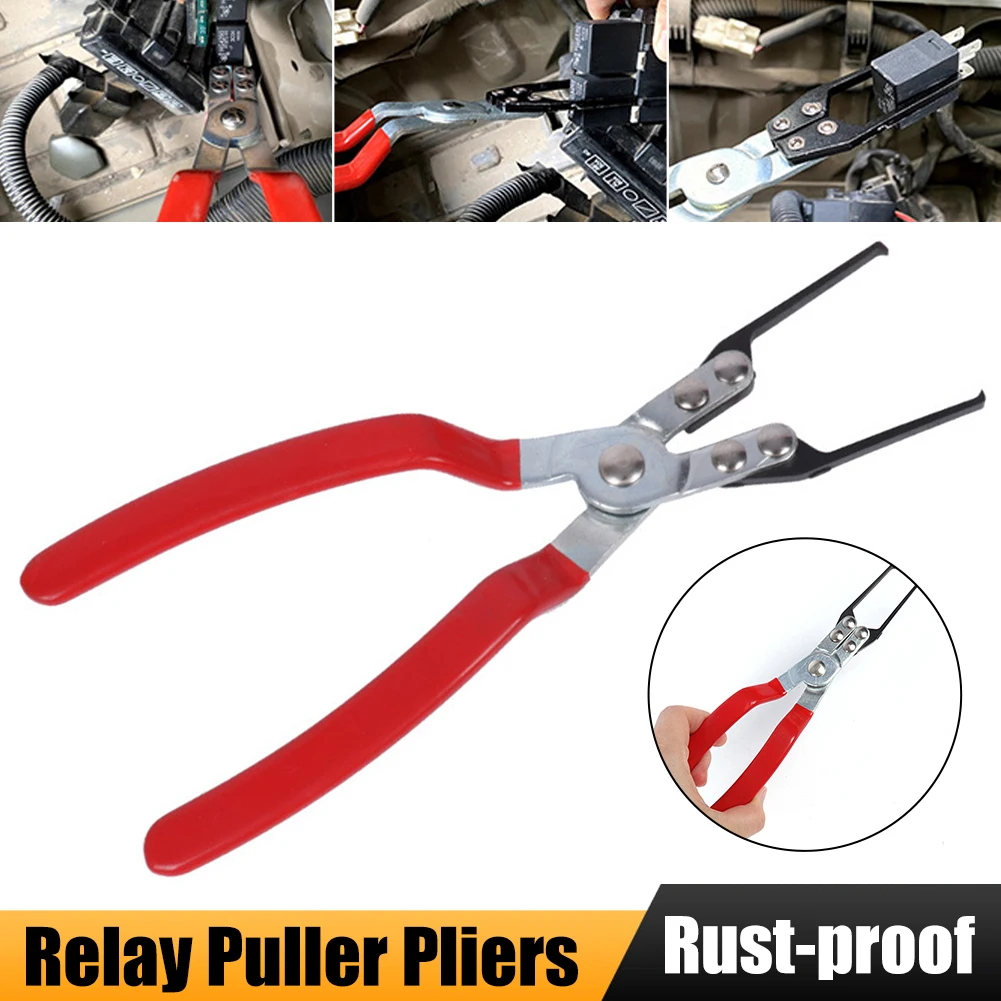 

Car Relay Puller Fuse Relay Disassembly Clamp Removal Pliers 23cm Metal Relay Remover Clip Non-Slip PVC Handle Car Repair Tool