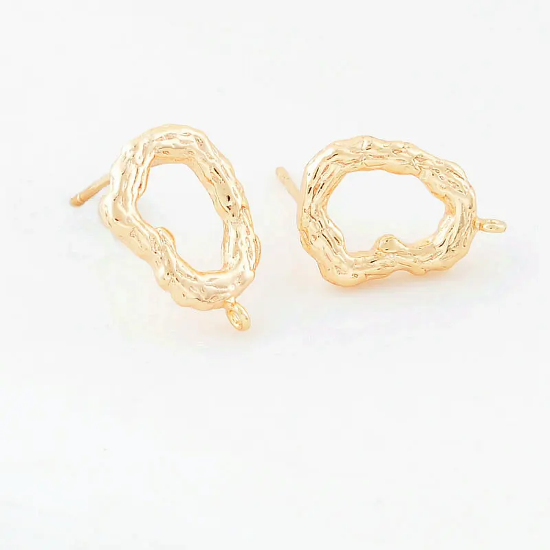 

11*15.5MM 14K Gold Color Plated Brass Oval Shaped Stud Earrings High Quality Diy DIY Jewelry Making Finding Accessories