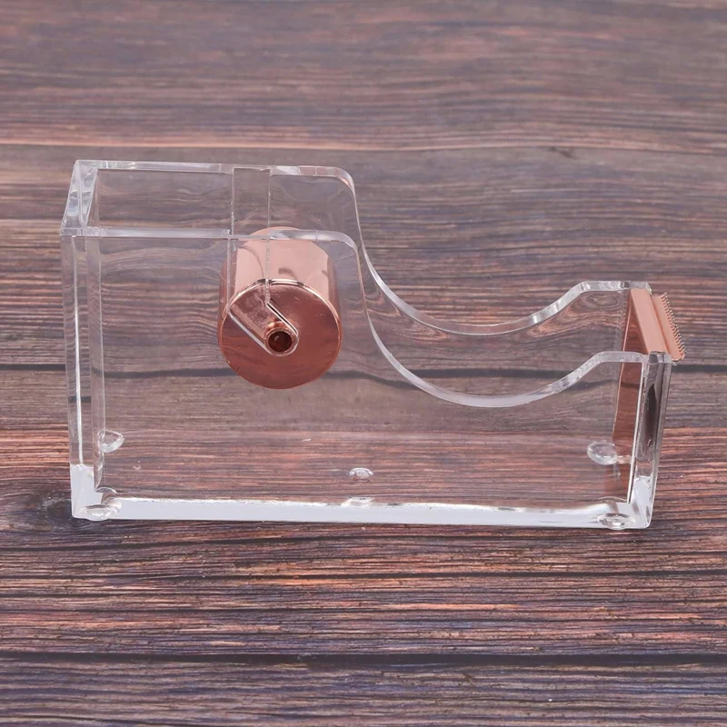 

Deluxe Acrylic Design Office Desktop Tape Dispenser Clear Rose Gold