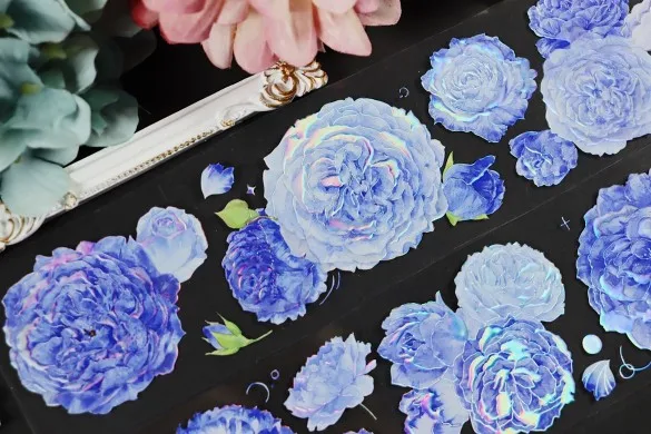 

1 Loop Laiyin Blue Floral Shiny PET Tape