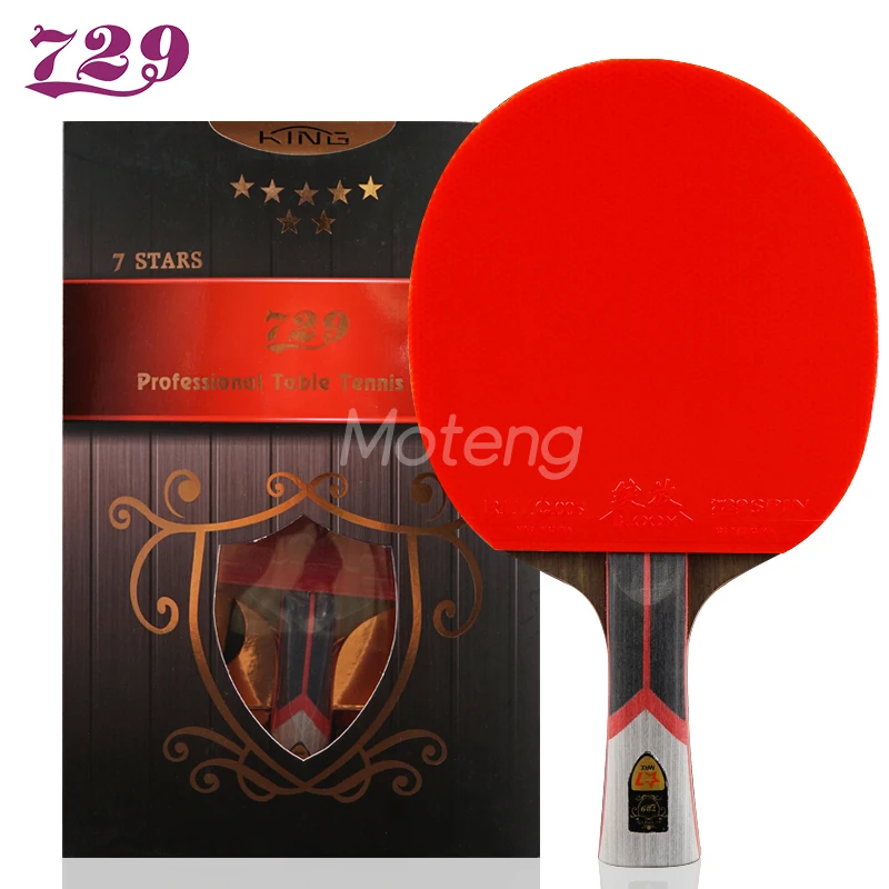 

729 Table Tennis Racket King 7 Stars Ping Pong Racket Paddle Professional High Level Pimples-In Elastic Rubber Blade Genuine