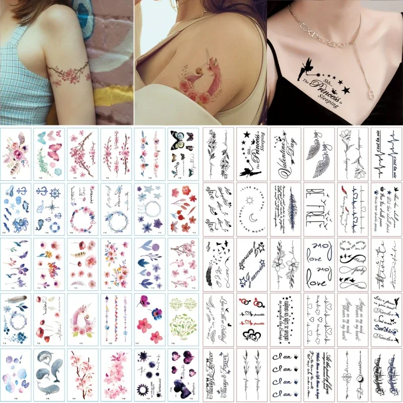 60 шт./компл. временная татуировка-наклейка для женщин эстетические английские