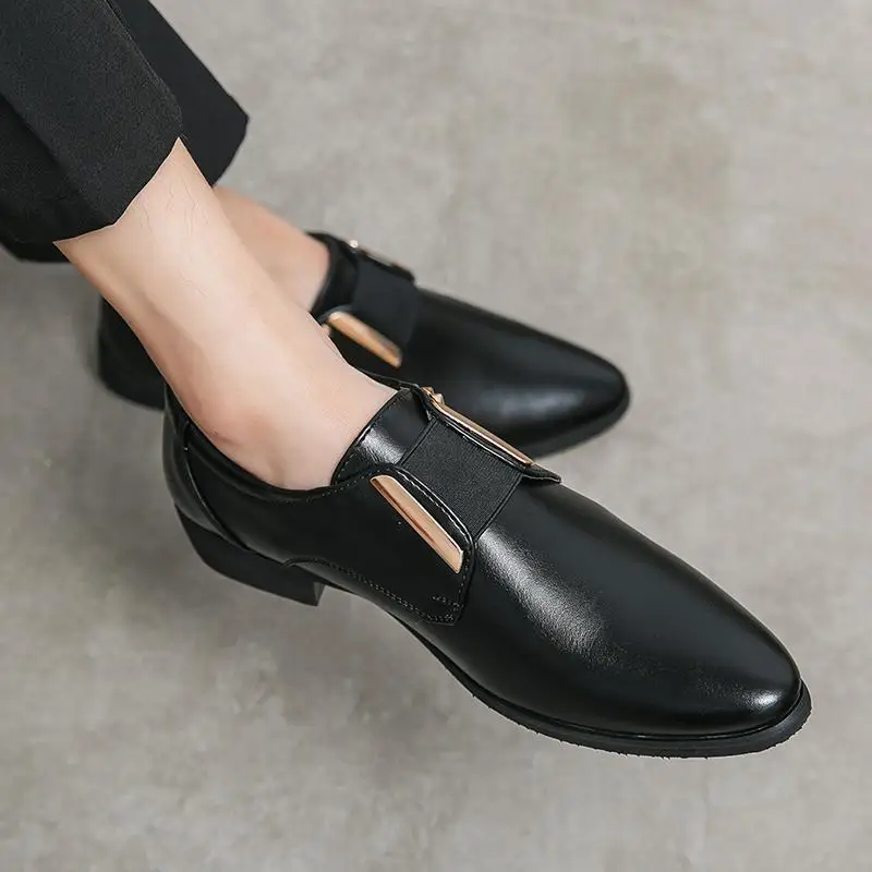 

Leather Shoes Men's Korean-Style Soft Bottom Increase Men's Shoes Youth British Style Pointed Trendy Casual Formal Wear Men's Bu