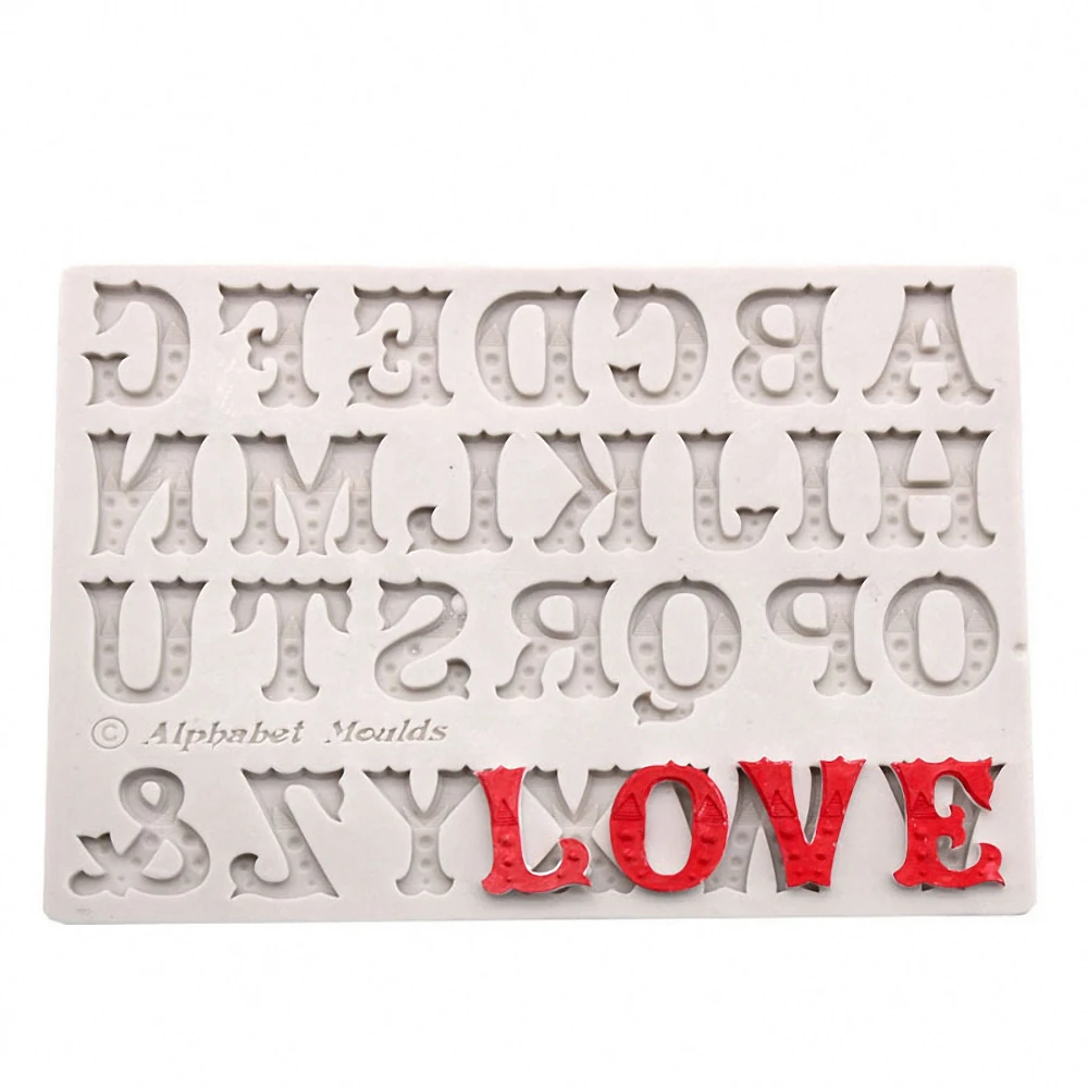 

3D Art Words Silicone Chocolate Mold Non-Stick Alphabet Fondant Cake Decorating Tools Jelly Candy Baking Accessories Kitchen