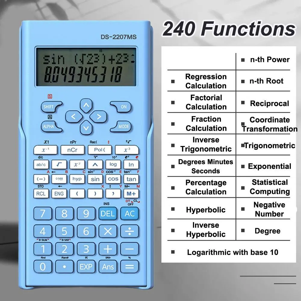 240 функций инженерный научный калькулятор 2-линейный 12-значный