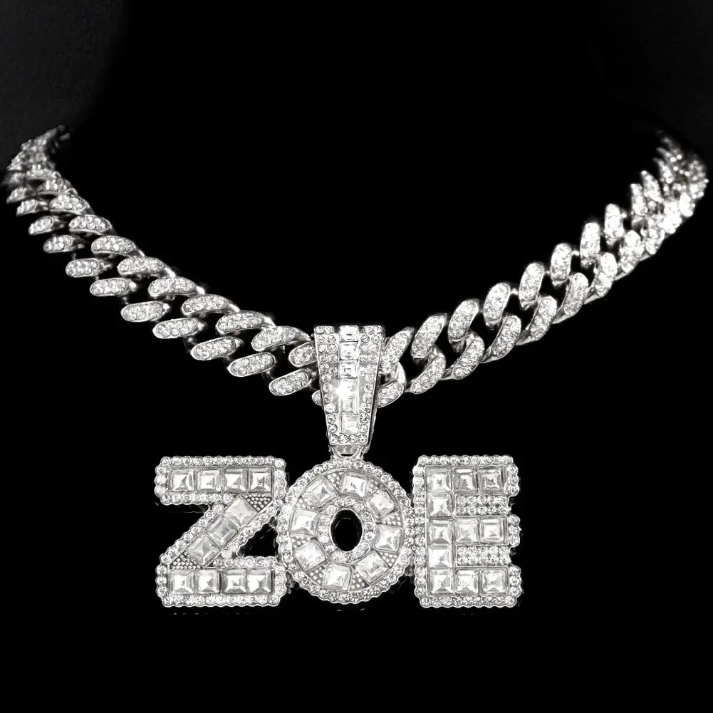 

Men Women Hip Hop Crystal ZOE Letter Pendant Necklace Iced Out Bling Rhinestone Cuban Link Chain Necklaces New Fashion Jewelry