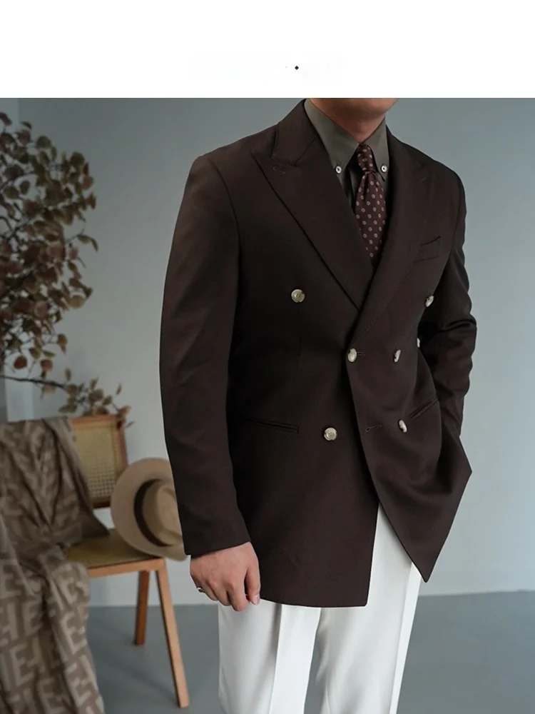 Paper Wan двубортный костюм с воротником-поло мужской модный повседневный