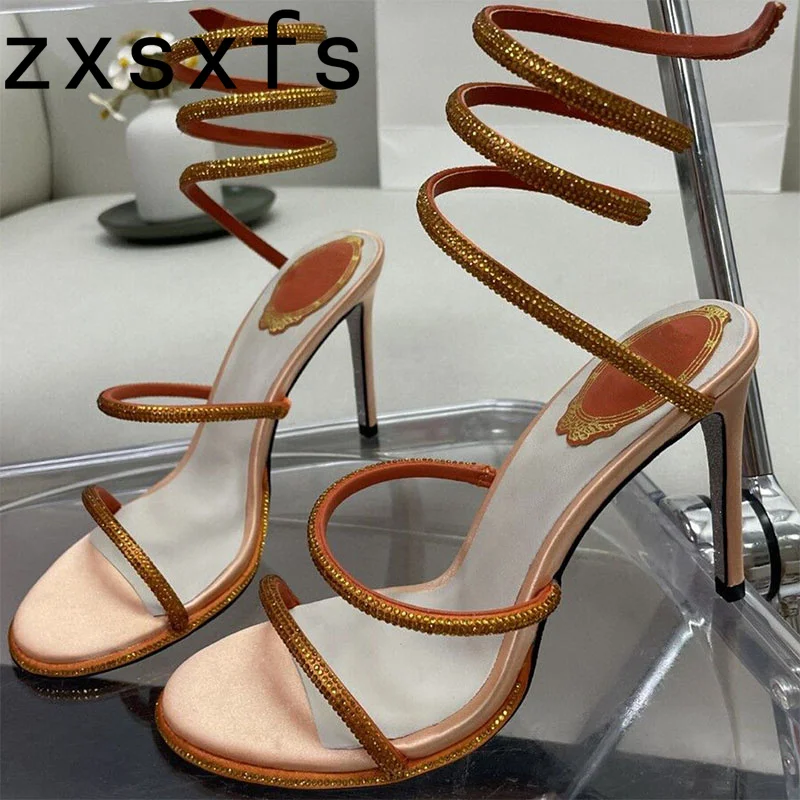 Zxsxfs модельные сандалии на каблуке со стразами туфли для вечеринок женские белые