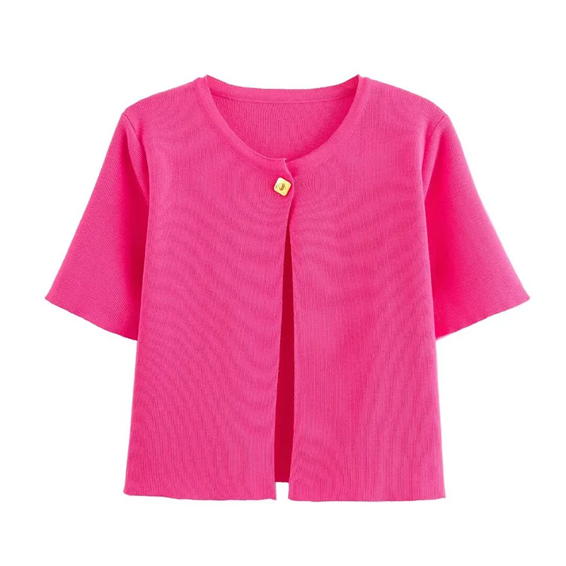 Женская модная однотонная короткая блузка Koekop на одной пуговице винтажная