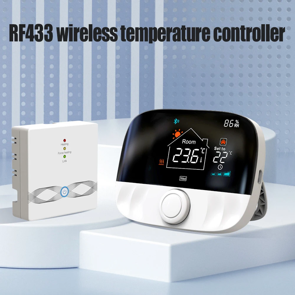 

Беспроводной термостат RF, программируемый терморегулятор воды и газа RF 433 с рабочим приводом и контроллером температуры гистерезиса 0,5 ℃