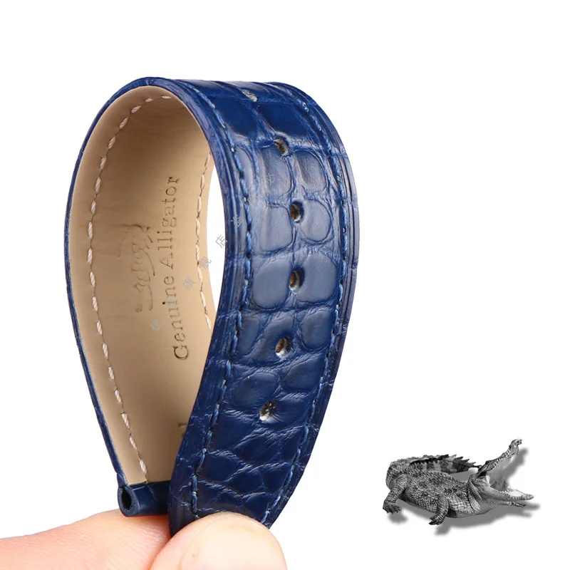 Blue crocodile leather watch strap for Omega Montblanc Casio Longines men's wristband 18mm 19mm 20mm 21mm 22mm