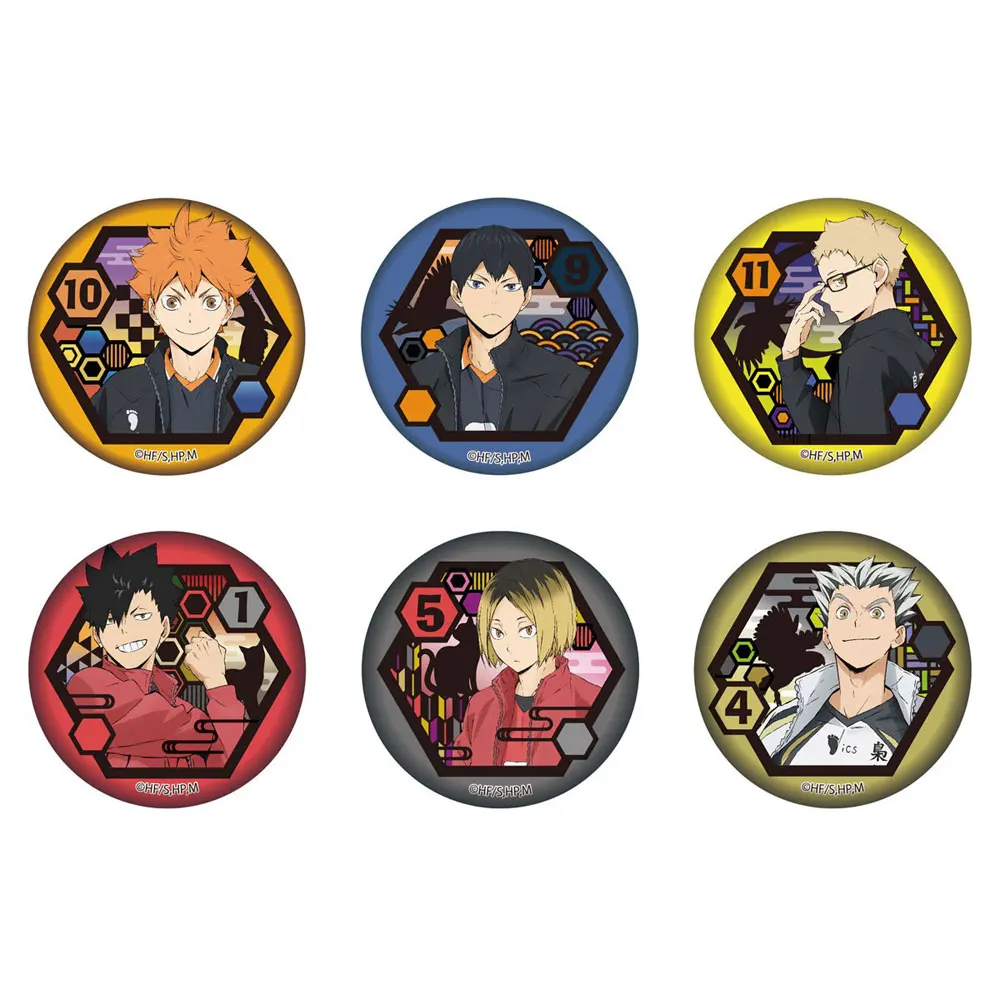 

6 шт./1 лот фигурка Haikyuu Shoyo Hinata Tobio Kageyama Kei Tsukishima 699 металлические значки круглая брошь булавка Подарок детская игрушка