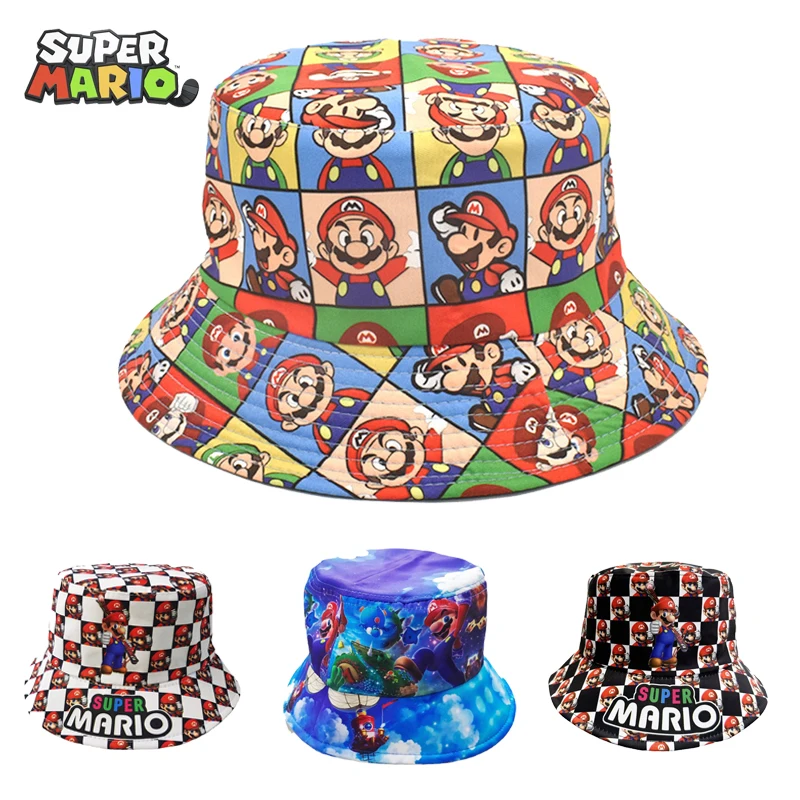 

Super Mario Hat Print Fisherman Hat Anime Peripheral Luigi Yoshi Cartoon Character Sun Hat Children's Birthday Gift Hot Sell