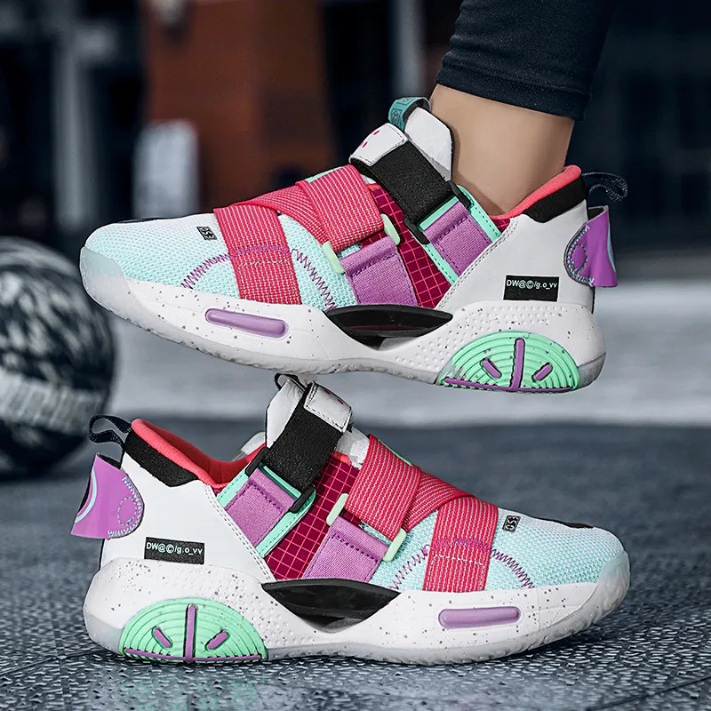 High Quality Men's Basketball Shoes Fashion Colors Outdoor Breathable No-Lace Women's Sports Shoes Unisex Platform Sneakers 2022