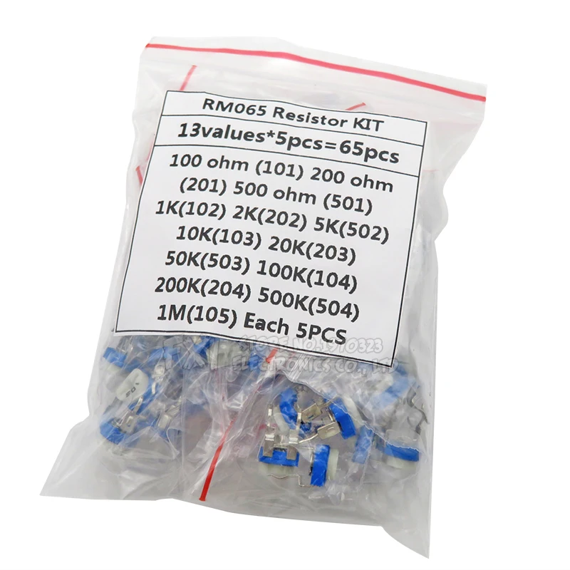Регулируемый резисторный потенциометр RM065 Комплект с 13 значениями * 5 предметов