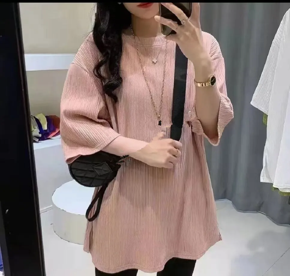 

Spring and Summer Fork Heart Machine large version T-shirt woman long lazy loose wind short sleeve black