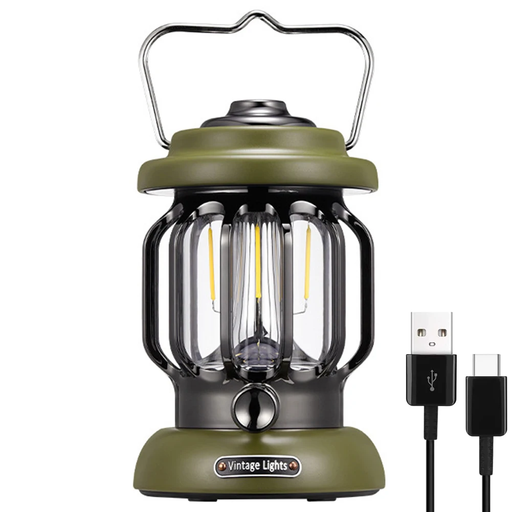 Retro Hanging Camping Lights Garden Lantern Dimmerable Tent Rechargeable Emergency Lamp LED for Outdoor Portable Light