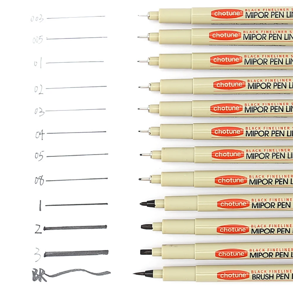 12 шт. пигментный лайнер чернильный маркер Micron ручка для рисования манги игла