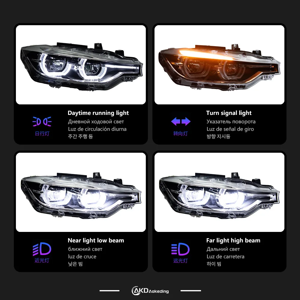 Фото Автозапчасти для фар 3 серии F30 2013-2019 F31 F35 320i новейший Стайлинг светодиодный DRL двойной проектор автомобильные аксессуары модифицированные №3