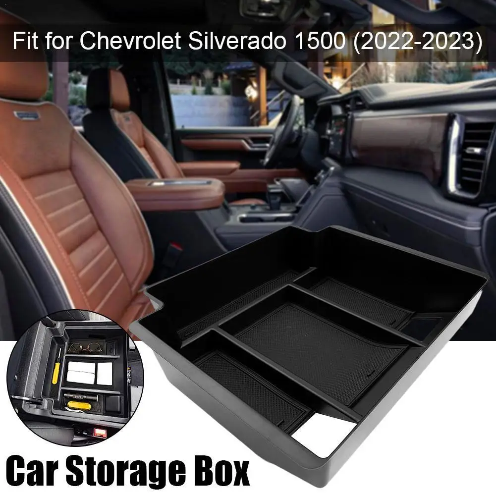 

Car Center Armrest Storage Box Pallet Center Console Organizer Tray Fit For Chevrolet Silverado 1500 (2022-2023)