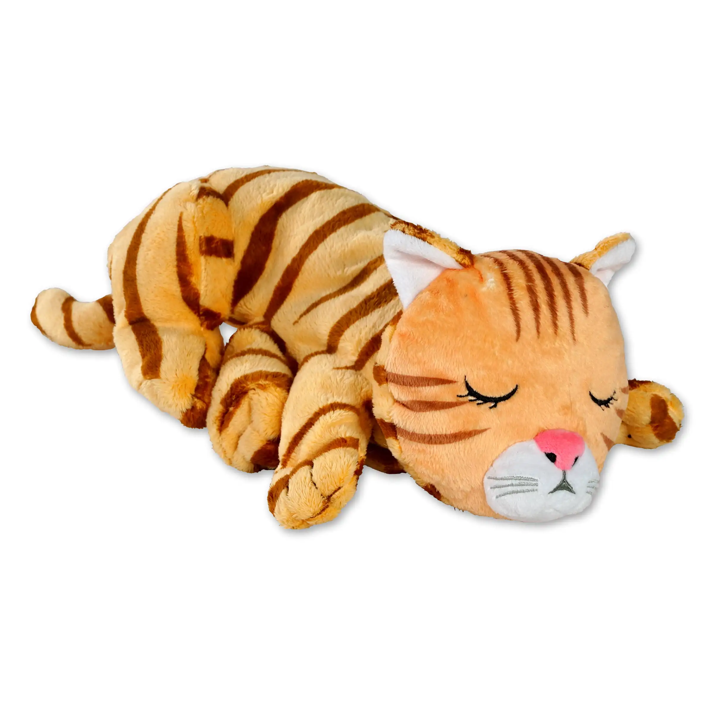 

Cuddly Cat Toy, Soothing Sound & Warmth Help Relax & Comfort Your Pet- Purr & Heartbeat, Heating Pack, Orange