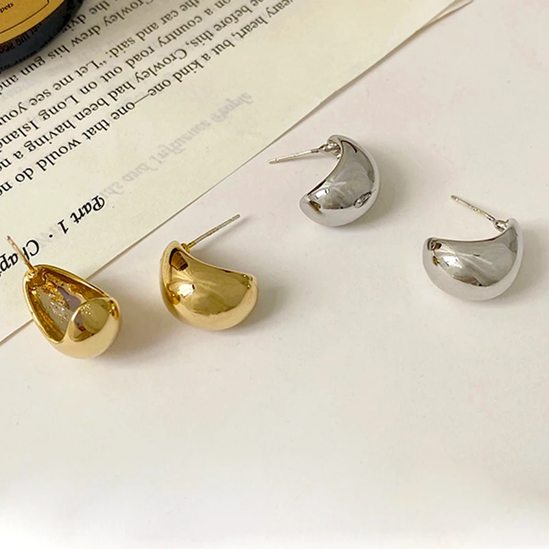 Металлические серьги-гвоздики в форме бобы для женщин Модная бижутерия простой