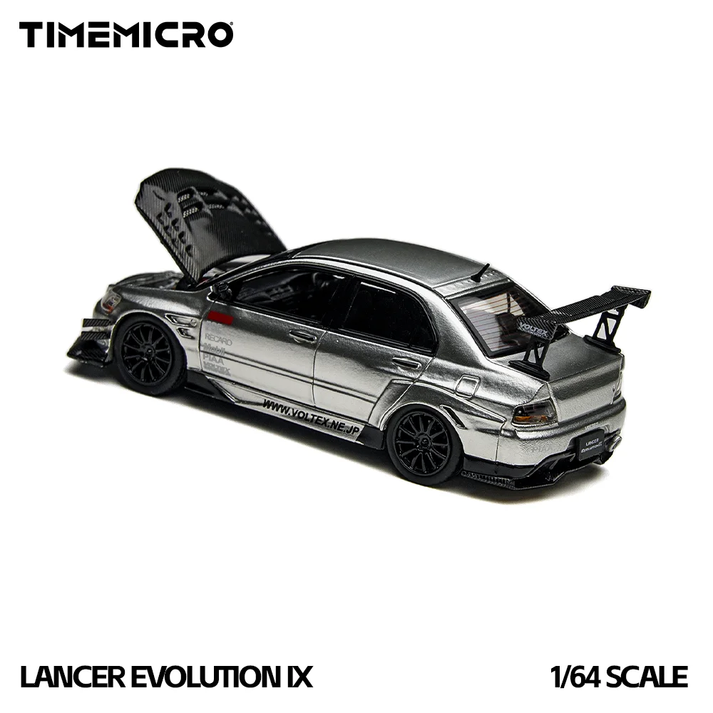 Фото Модель автомобиля TimeMicro1:64 EVO 9 Silver Open Cover Version из сплава, имитация, для хобби, коллекционирования и демонстрации №3