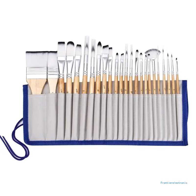 

24Pcs Artist Paintbrush Kit with Brush Holder Anti-sheding Nylon Paint Brush Perfect for Oil Acrylic Watercolor DropShipping