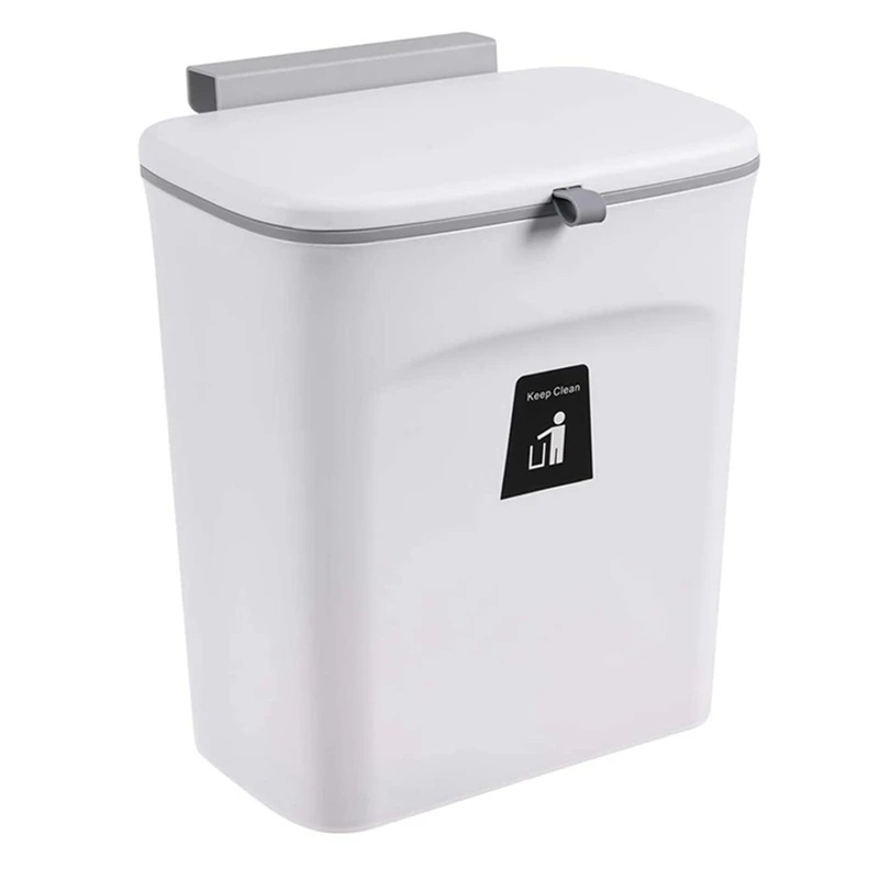 

Kitchen Compost Bin for Counter Top or Under Sink Hanging Small Trash Can with Lid Mountable Indoor Compost Bucket(C)