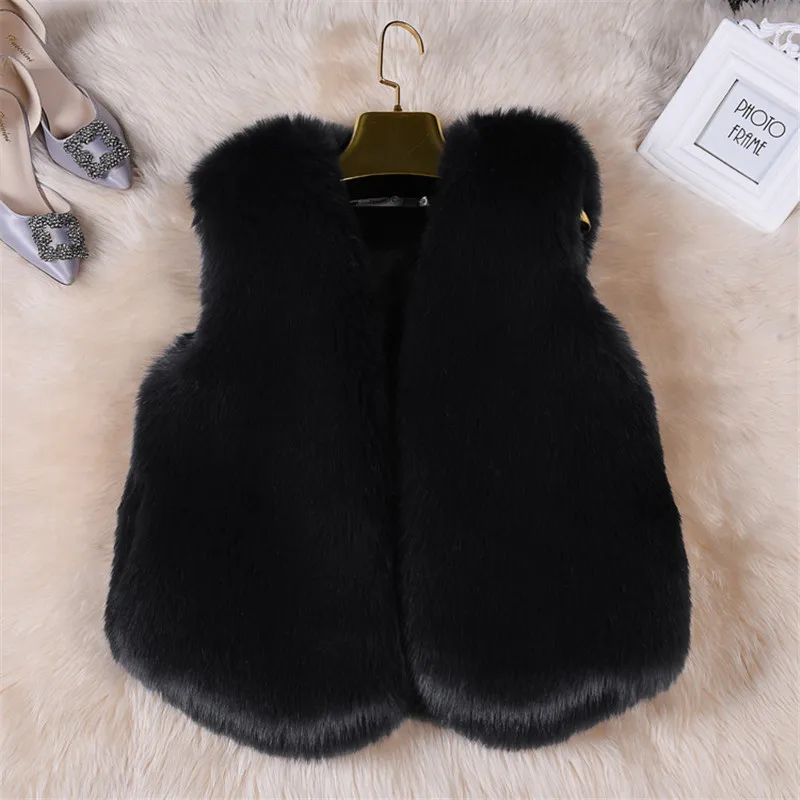 2022 Winter Women Fur Vest Coat Autumn New Fashion Warmth Jackets Elegant Ladies Fall Vest Fluffy Gilet Jacket Solid Streetwear