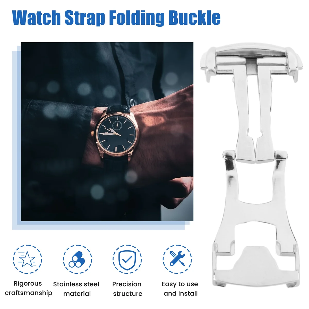 Складная Пряжка из нержавеющей стали для Omega Гладкий Ремешок часов 18 мм
