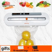 food vacuum packing machine 110v 220v plastic bag sealer for meat fruit vegetable vacuum sealer with 10 vacuum bags kitchen tool