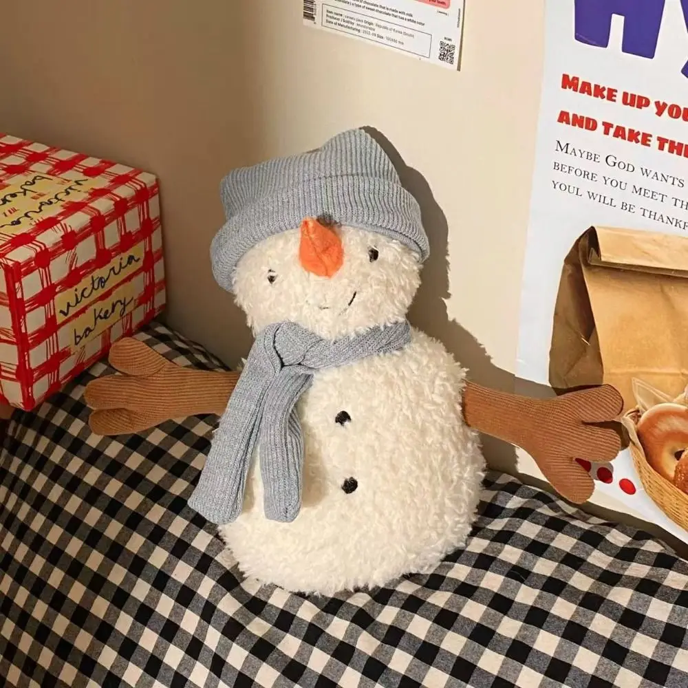 Милая мягкая кукла-снеговик саами плюшевая игрушка с шарфом и шапкой милая