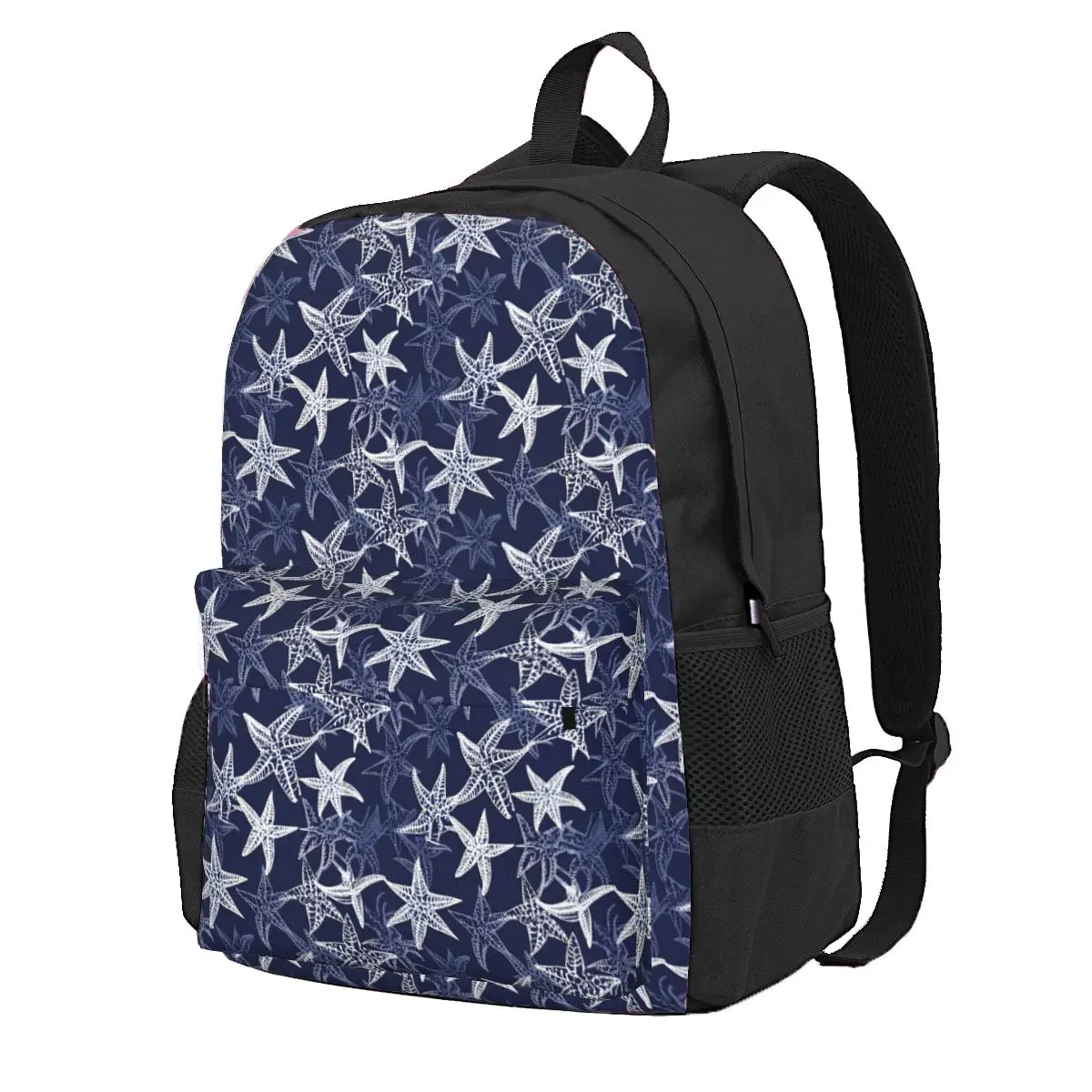 

White Starfish Backpack Sea Creature Print Kawaii Backpacks Unisex Cycling Durable High School Bags Custom Rucksack