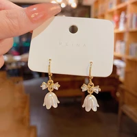 s925 silver needle korean bow earrings lily orchid earrings womens light luxury exquisite zircon dangle drop earrings jewelry