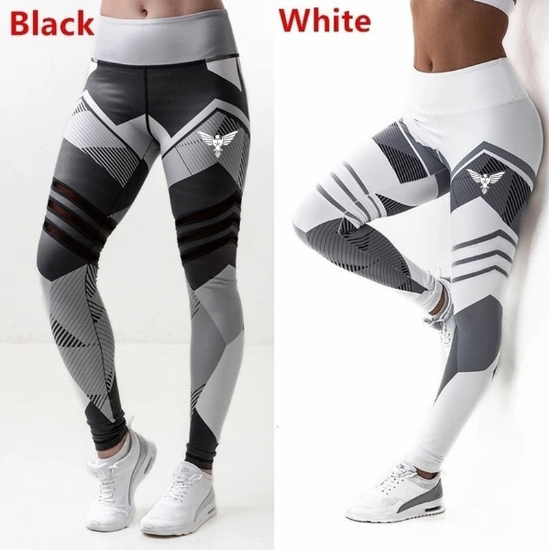 Sew Geometric Print Sports Yoga Pants Fashion Leggings High Waist Hips Gym Pants