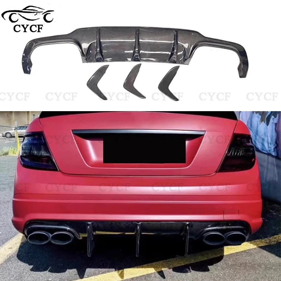 Для Mercedes-Benz C Class W204 C63 AMG 2012-2014 задний бампер из углеродного волокна диффузор