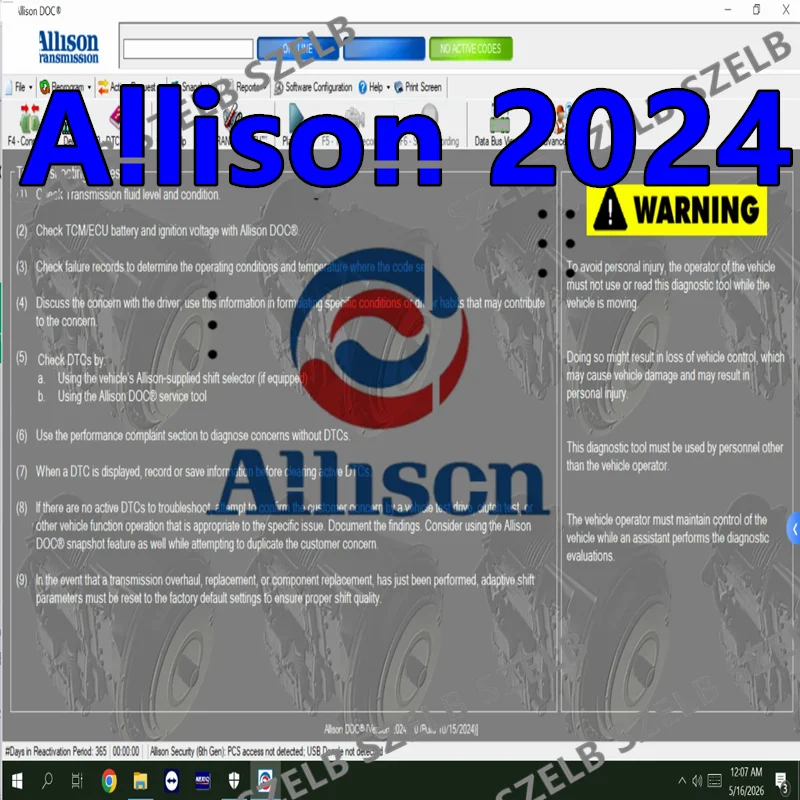 Фото Новейший инструмент для диагностики Allison DOC Premium 2024 GEN5 File 2024, совместимый с NEXIQ, для автомобилей и автосервисов. №1