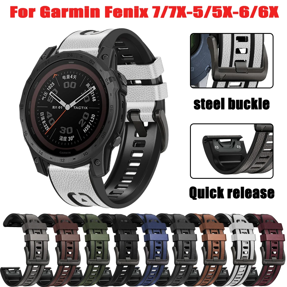 

Кожаный и силиконовый ремешок для наручных часов Epix Gen 2, браслет для Garmin Fenix 6 6X 5 Plus Smart Fenix 7X 7, быстросъемный браслет Enduro 3 HR