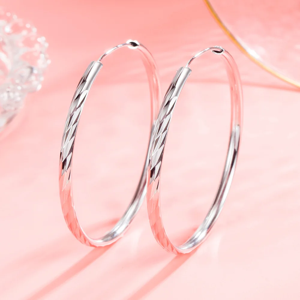 

925 Stamp Silver 3/4/5/6 CM ​Meteor Shower Hoop Earrings For Women Aretes Aesthetic Jewelry Accessories Free Shipping GaaBou