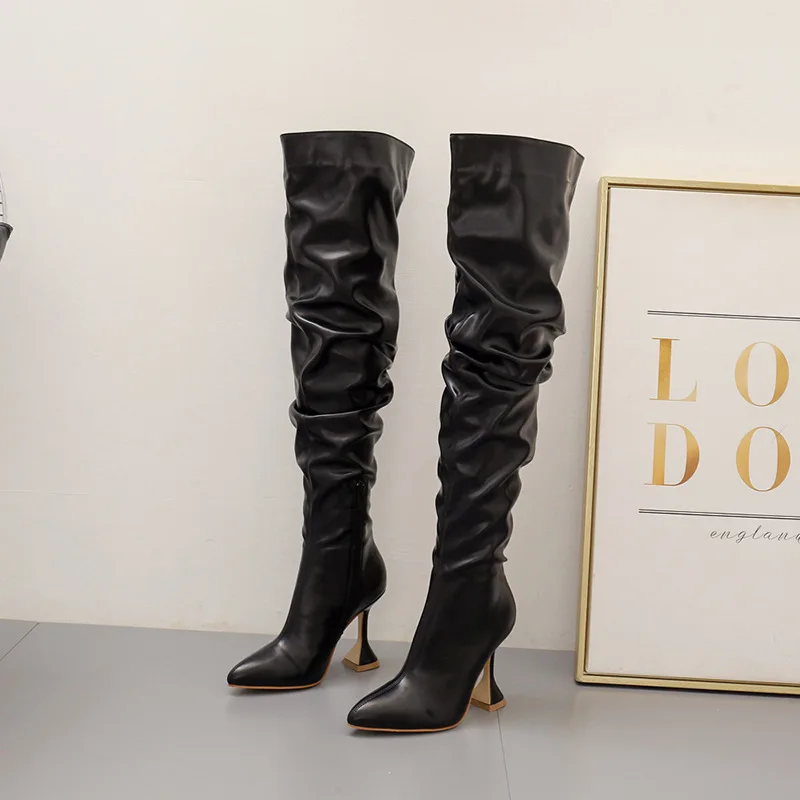 

2022 New Fashion Over-the-knee Boots Women's Stiletto Pointed Toe Sexy High-heeled Knee Boots Heel Large Size 35-42 for Womens