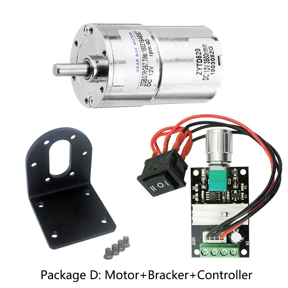Двигатель ZGB37RG DC 12 В 24 + кронштейн контроллер скорости редуктор с высоким крутящим