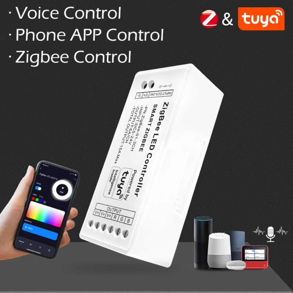 

Tuya Smart Life Zigbee Led Controller Single Color/RGB/RGBW/RGBWW/RGBCCT LED Wifi Controller For Tuya Alexa Google Home