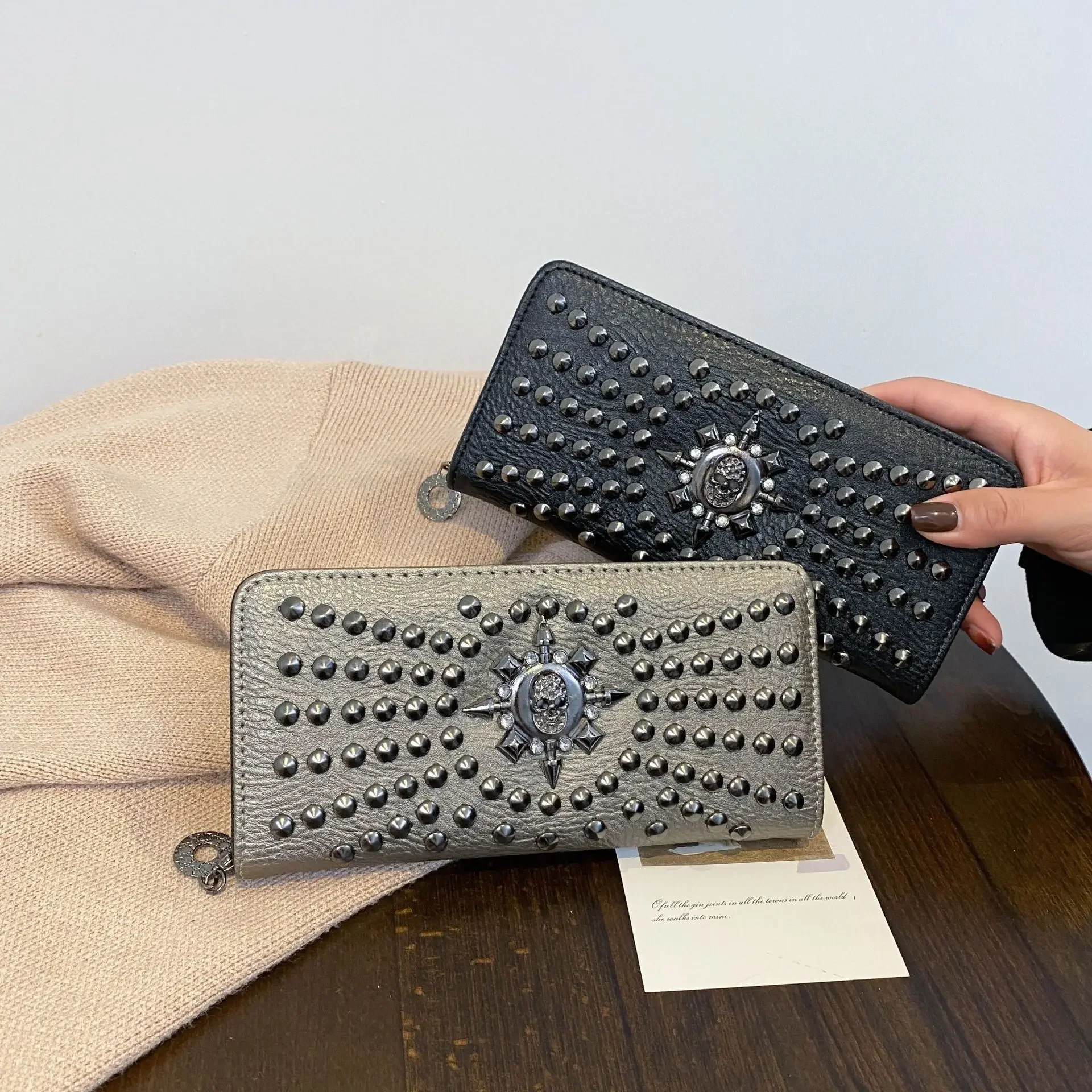 Новый модный женский кошелек в стиле панк с черепом длинная сумка для мелочи