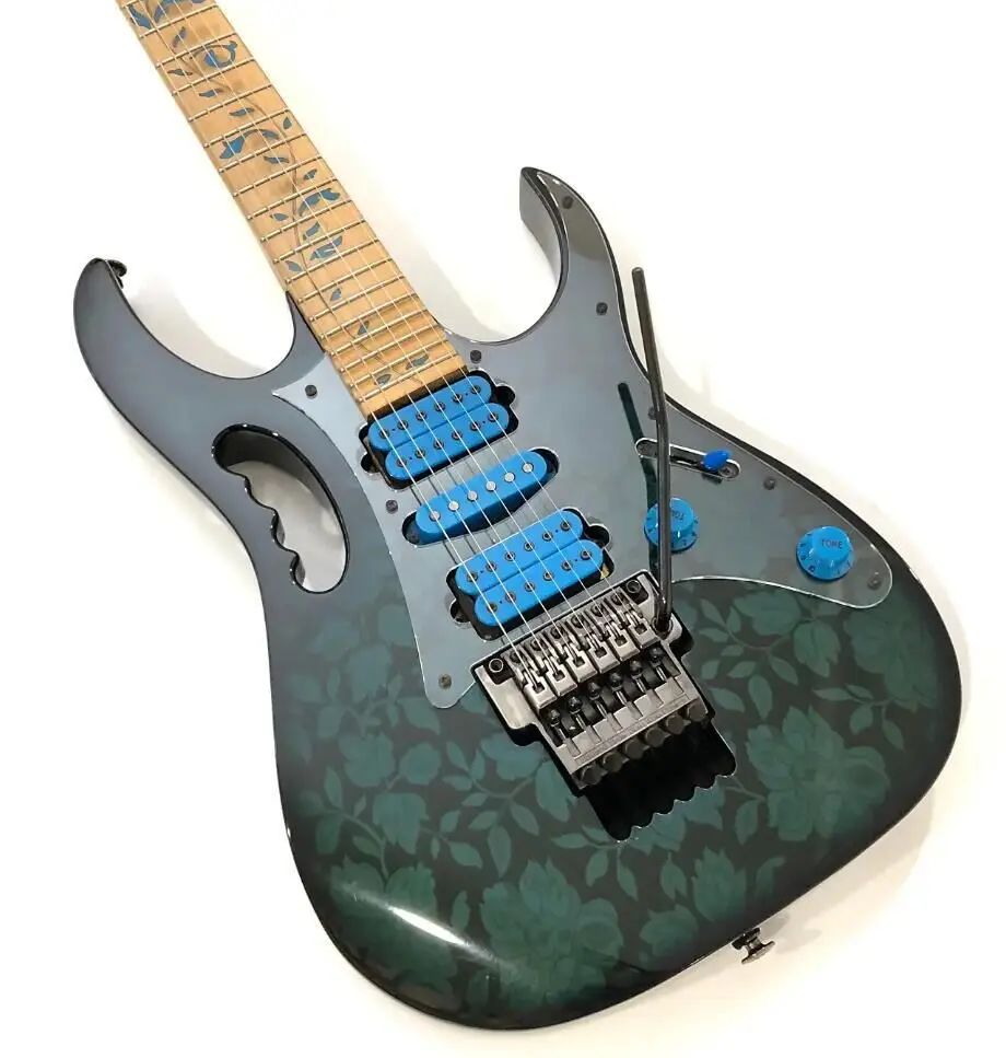 

JEM77 BFP Blue Flower Pattern Steve Vai 7V Electric Guitar 5-PC Neck, Tree of Life inlay,Floyd Rose Tremolo,Locking Nut,Hardware