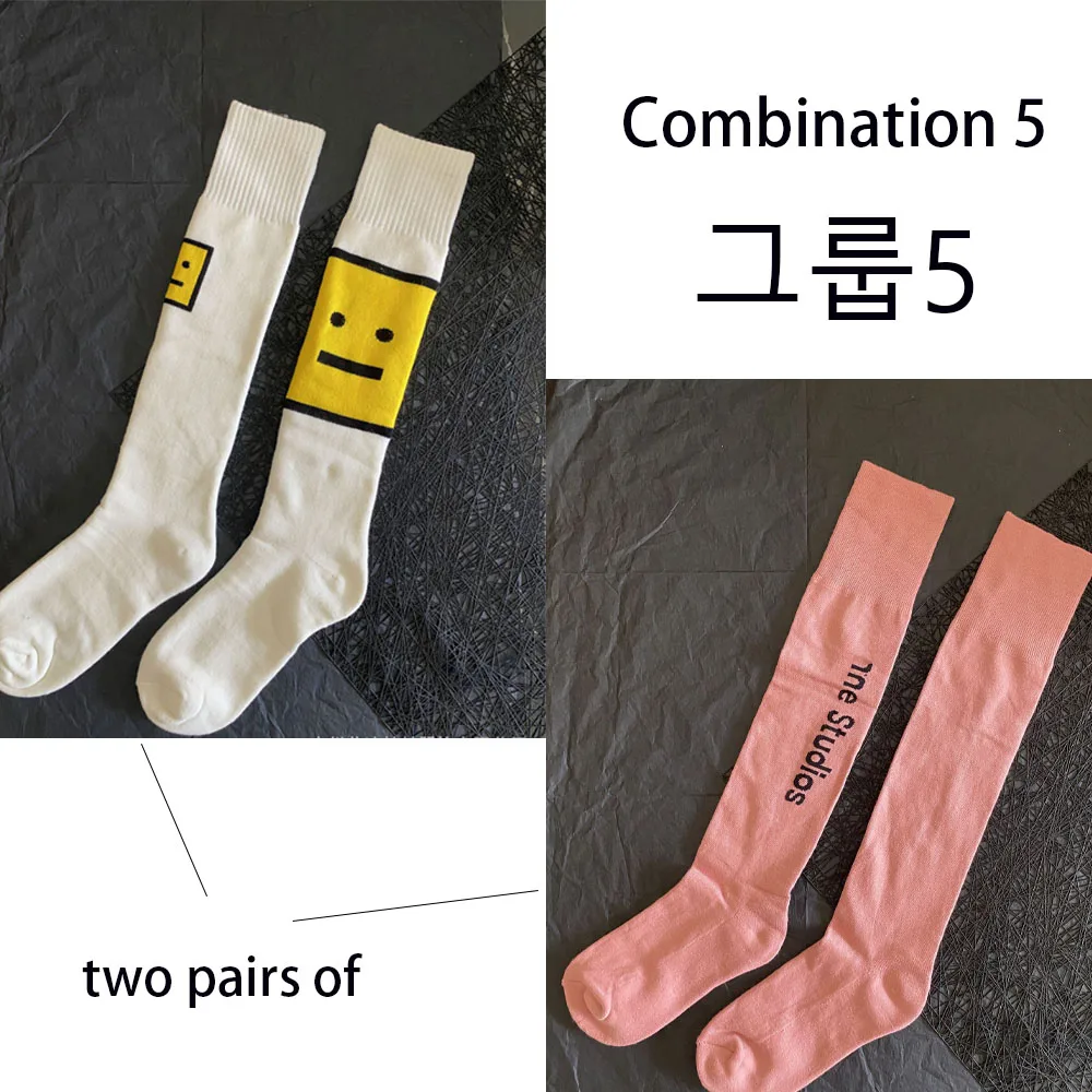 2pairs Acne Studio 여성 겨울 양말  men's and women's high socks AC Studio square smiley warm socks