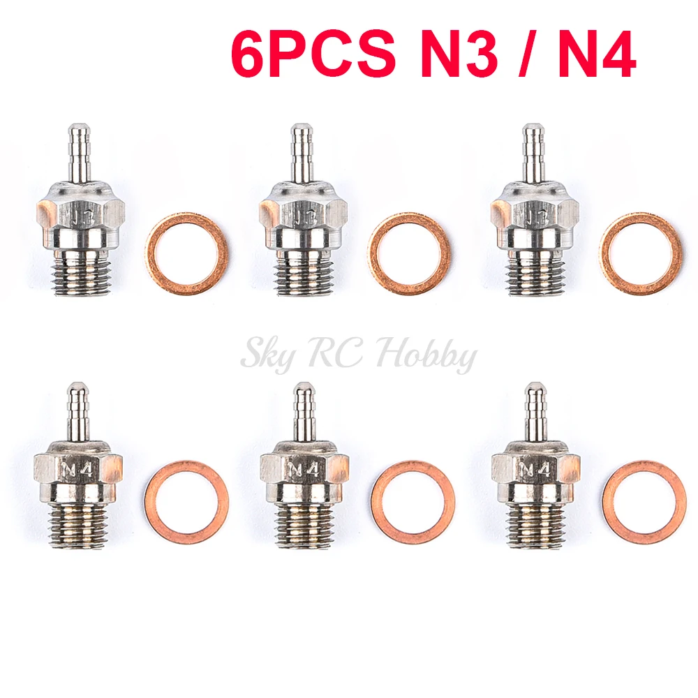 

6PCS Hot / Medium Spark Glow Plugs N3 N4 Engine Parts Replacement of OS #8 For RC Nitro Car Traxxas Redcat Himoto HPI HSP 70117